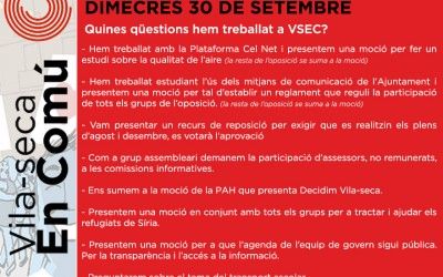 Ple municipal dimecres 30 de setembre