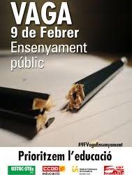 Ens sumem a la vaga d’Ensenyament públic del 9 de febrer